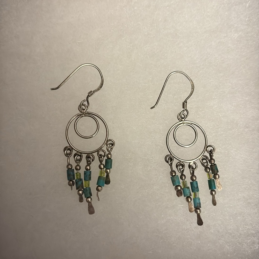 Vintage Sterling Silver Turquoise Dream Catcher earrings